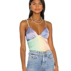 Song of Style Rainbow Satin Top